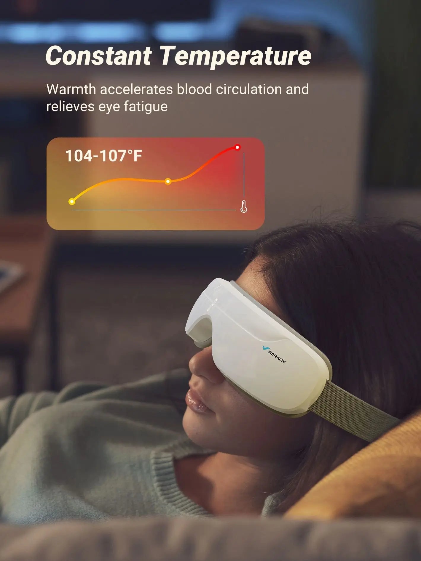 Heated Eye Massager for Eye Strain Relief | Warm Compress, Air Pressure, Bluetooth Music, Foldable Design