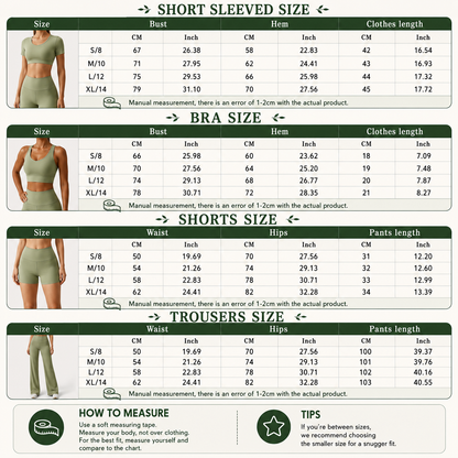 Yoga Set for Women | 2-Piece Short Sleeve Crop Top and High Waisted Leggings Workout Outfit with Quick-Dry Stretch Fabric