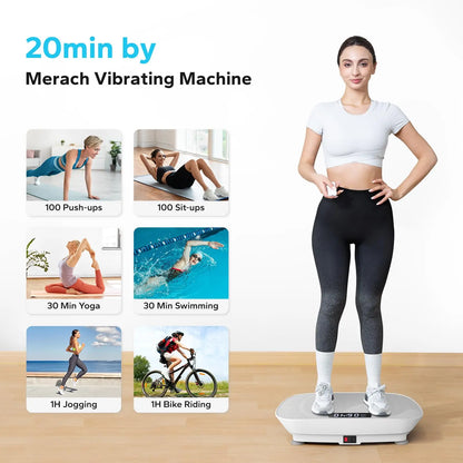 Vibration Plate Exercise Machine | 10-Speed Whole Body Vibration Platform with Resistance Bands & Remote | Fat Burning, Muscle Toning & Circulation Booster