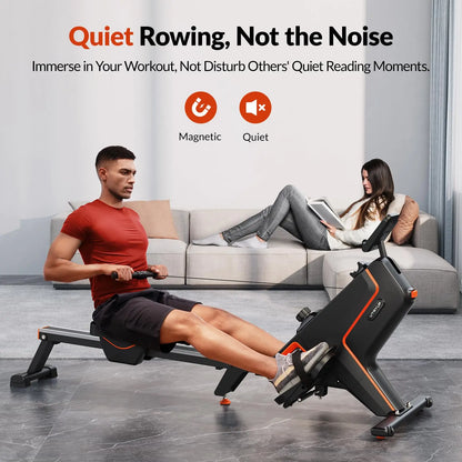 Foldable Magnetic Rowing Machine with 16 Resistance Levels | 12 lb Flywheel, Bluetooth LCD, 350 lb Capacity & Upright Storage