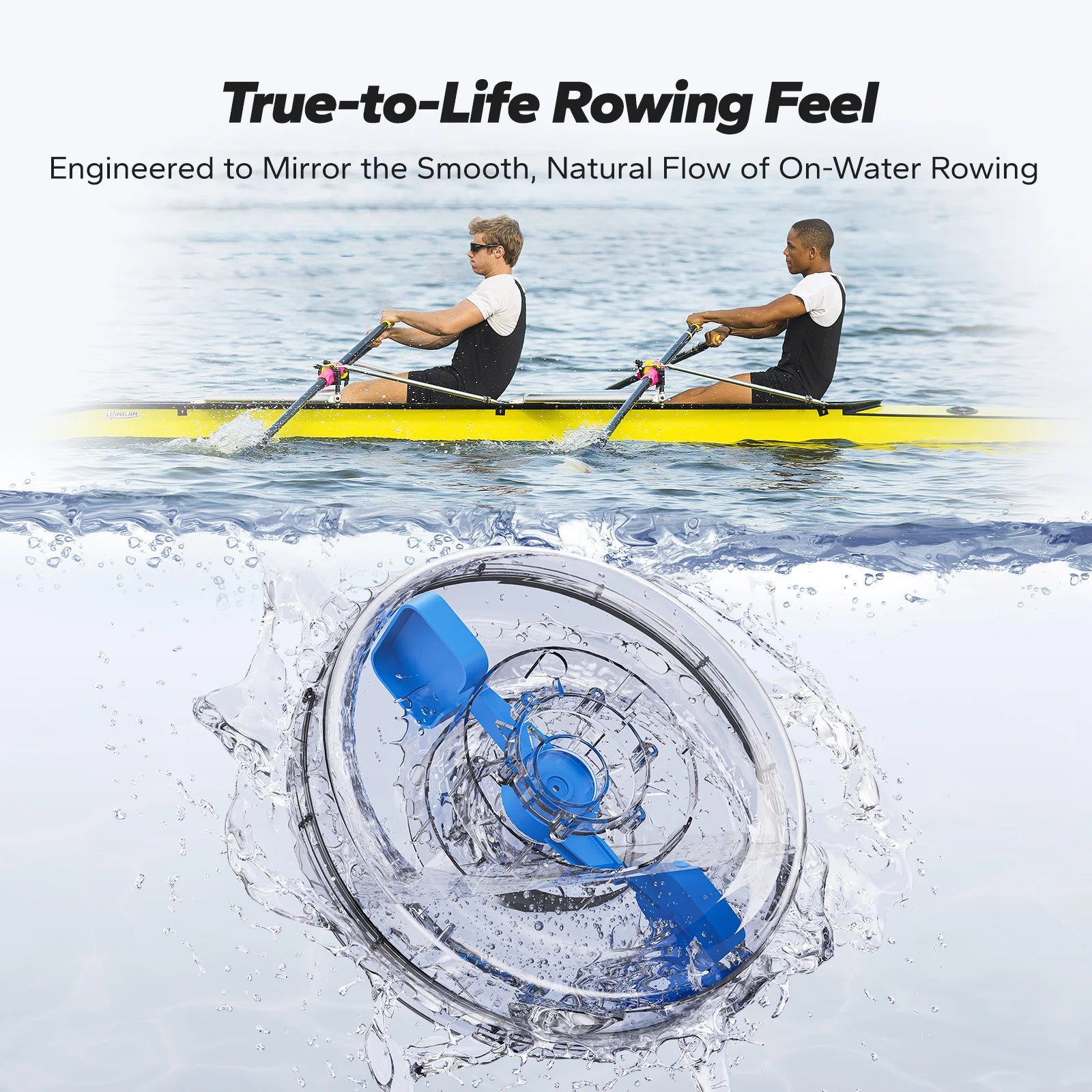 Foldable Solid Wood Water Rowing Machine | Natural Resistance, Bluetooth App, Workout Monitor, 400 lb Capacity & Upright Storage