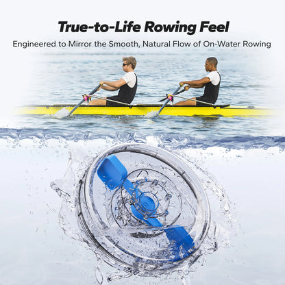 Foldable Solid Wood Water Rowing Machine | Natural Resistance, Bluetooth App, Workout Monitor, 400 lb Capacity & Upright Storage