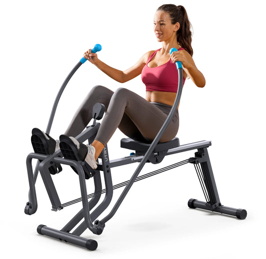 Scull-Style Rowing Machine with 360° Paddle Motion | Adjustable Band Resistance, LCD Monitor & 265 lb Capacity