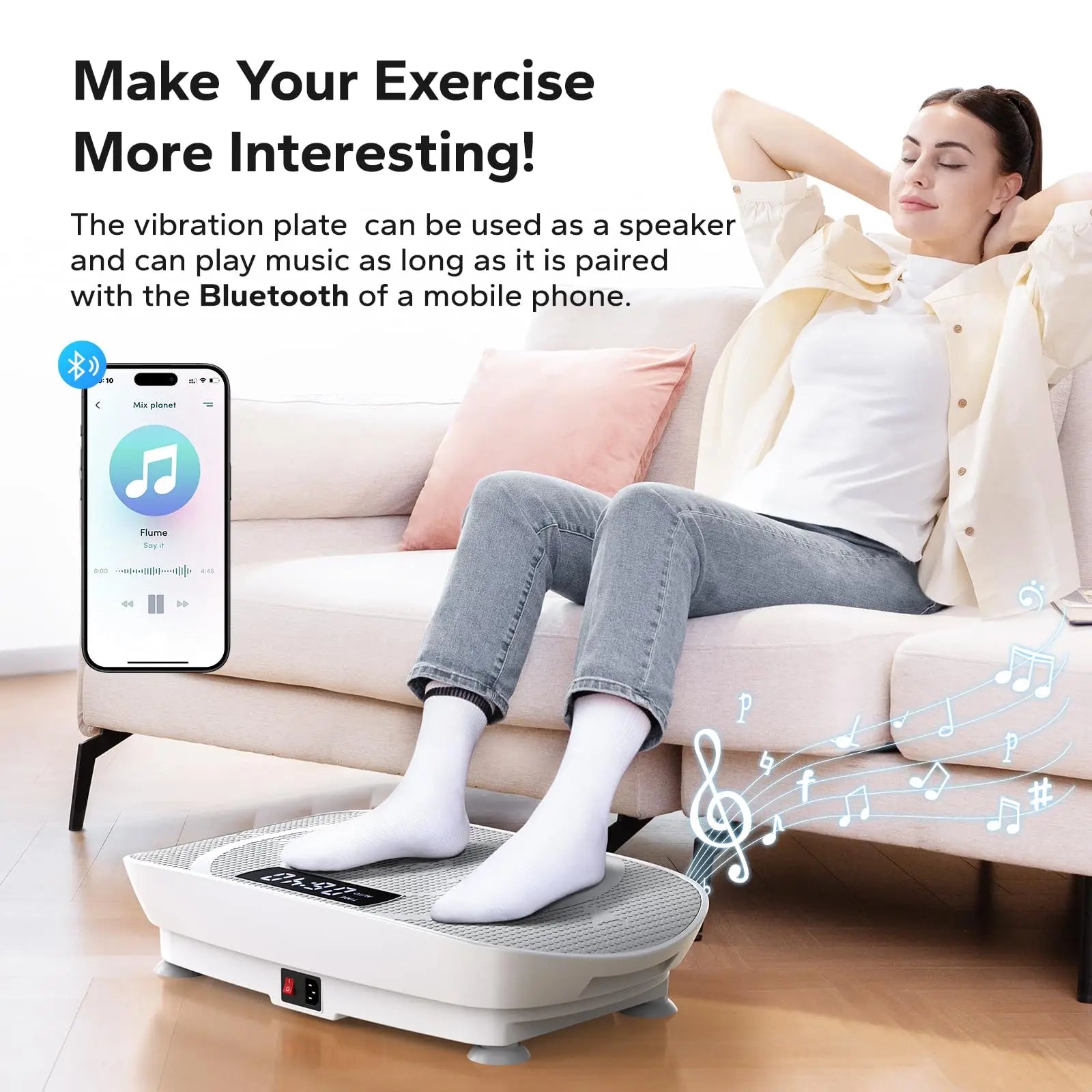 Vibration Plate Exercise Machine | 10-Speed Whole Body Vibration Platform with Resistance Bands & Remote | Fat Burning, Muscle Toning & Circulation Booster