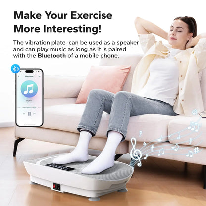 Vibration Plate Exercise Machine | 10-Speed Whole Body Vibration Platform with Resistance Bands & Remote | Fat Burning, Muscle Toning & Circulation Booster