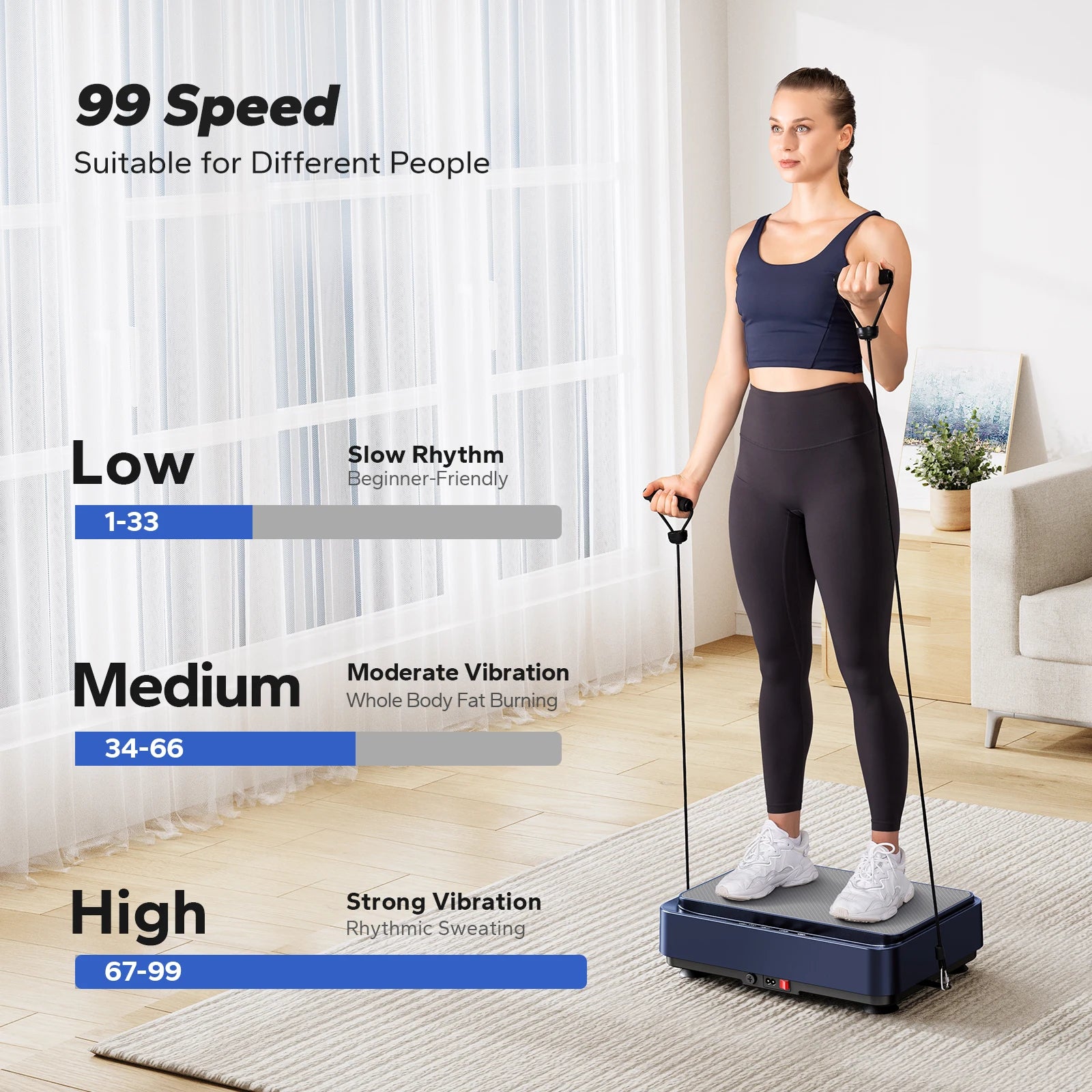 Vibration Plate Exercise Machine | 99 Speed Whole-Body Workout Platform | Lymphatic Drainage, Fat Burning & Pain Relief with Remote + Bands