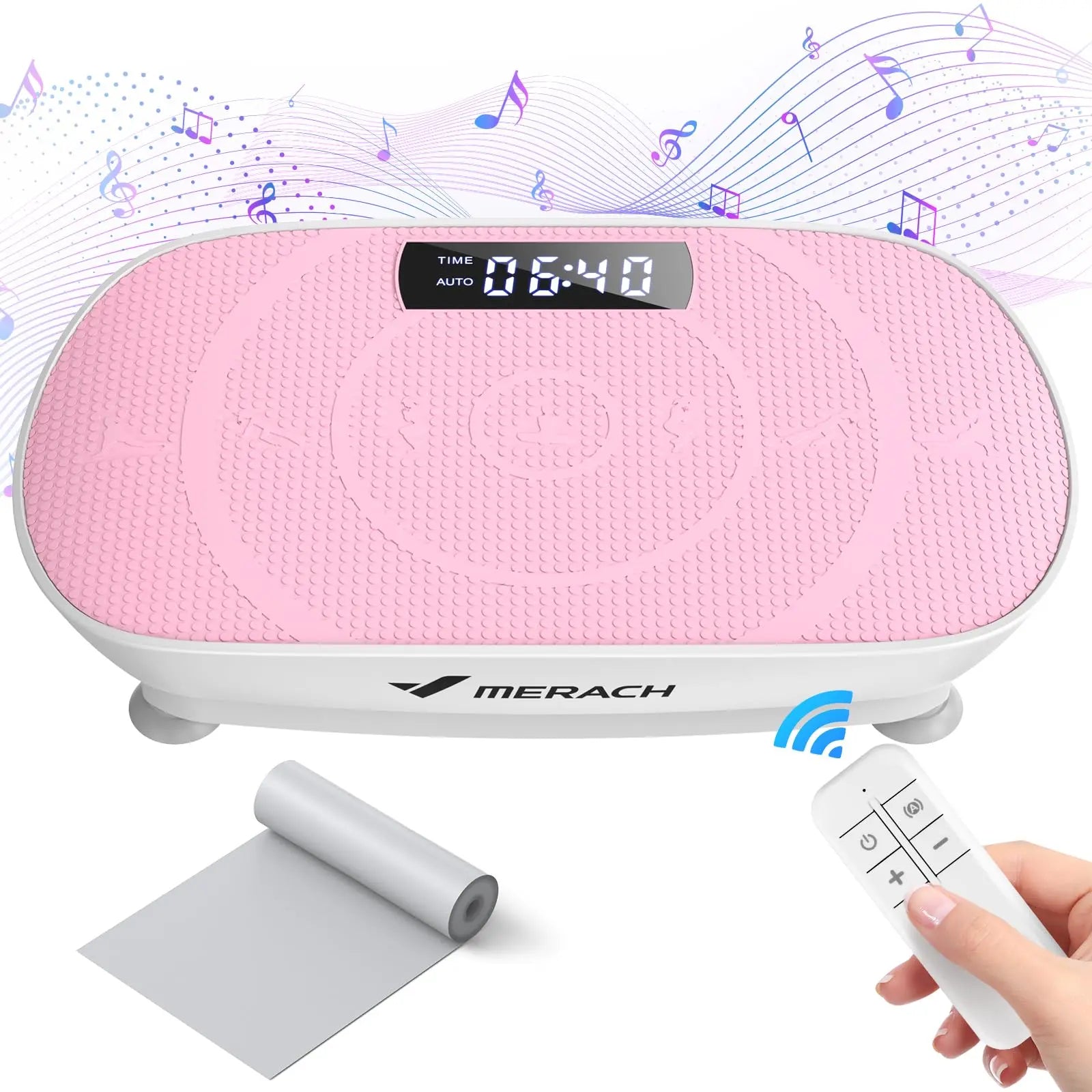 Vibration Plate Exercise Machine | 10-Speed Whole Body Vibration Platform with Resistance Bands & Remote | Fat Burning, Muscle Toning & Circulation Booster Pink