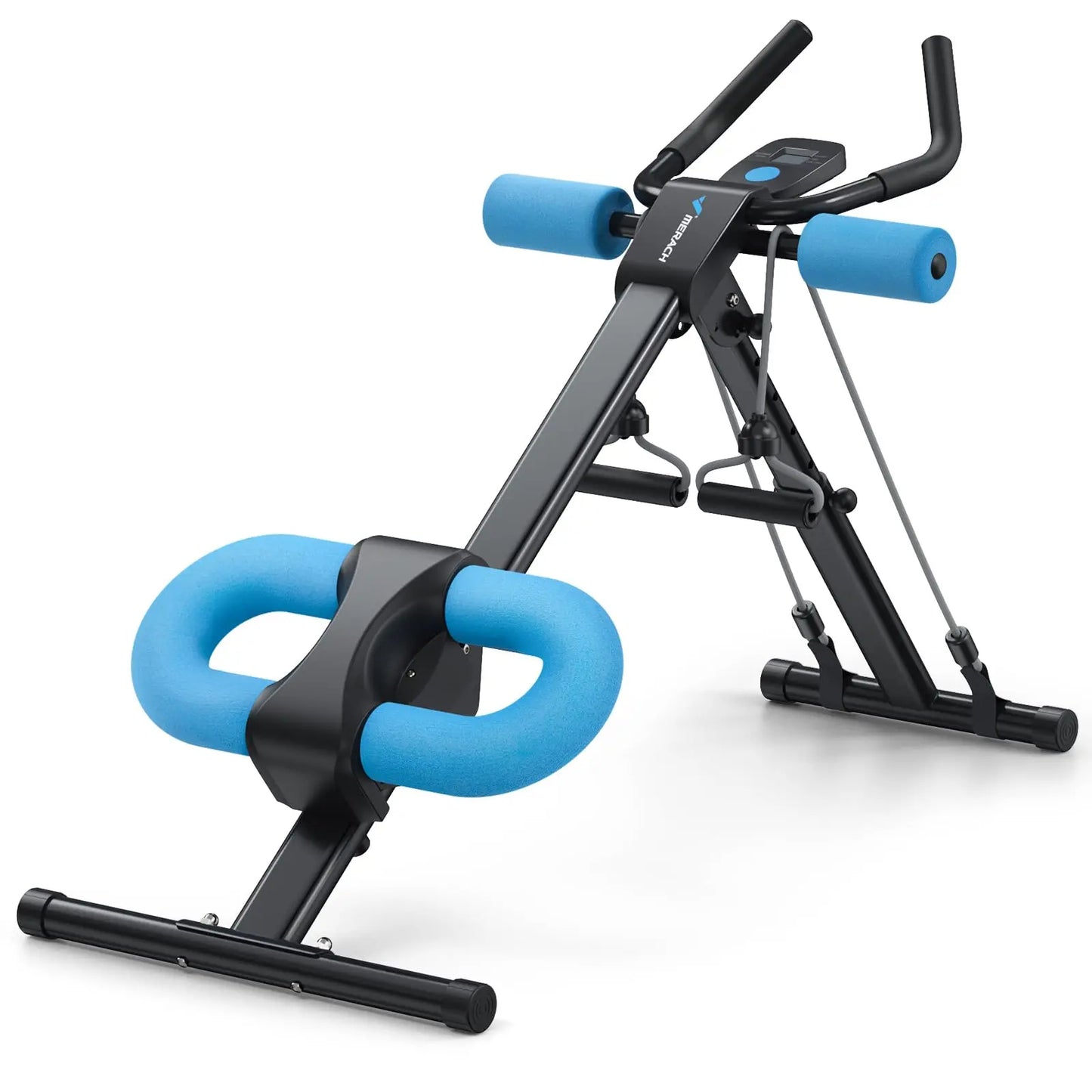 Ab Machine Trainer | Foldable Core Workout Equipment with LCD Display & Knee Protection for Home Gym Black