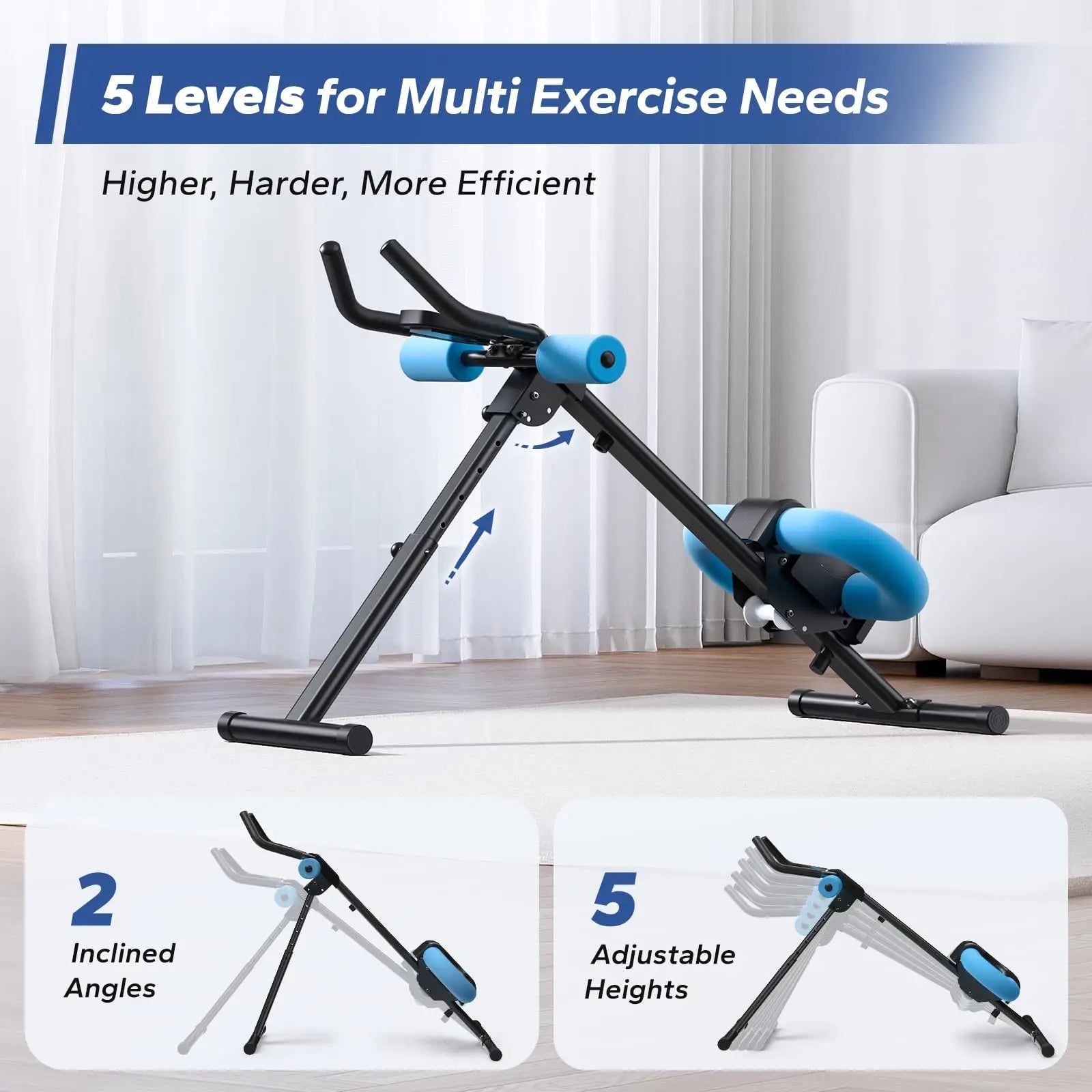 Ab Machine Trainer | Foldable Core Workout Equipment with LCD Display & Knee Protection for Home Gym