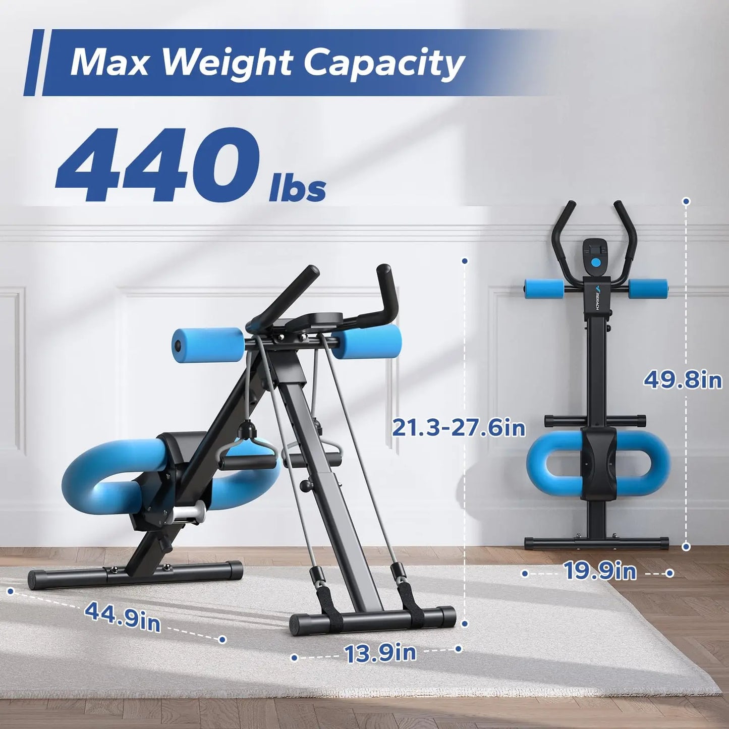 Ab Machine Trainer | Foldable Core Workout Equipment with LCD Display & Knee Protection for Home Gym