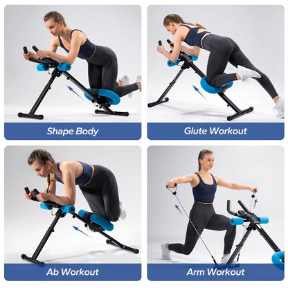 Ab Machine Trainer | Foldable Core Workout Equipment with LCD Display & Knee Protection for Home Gym