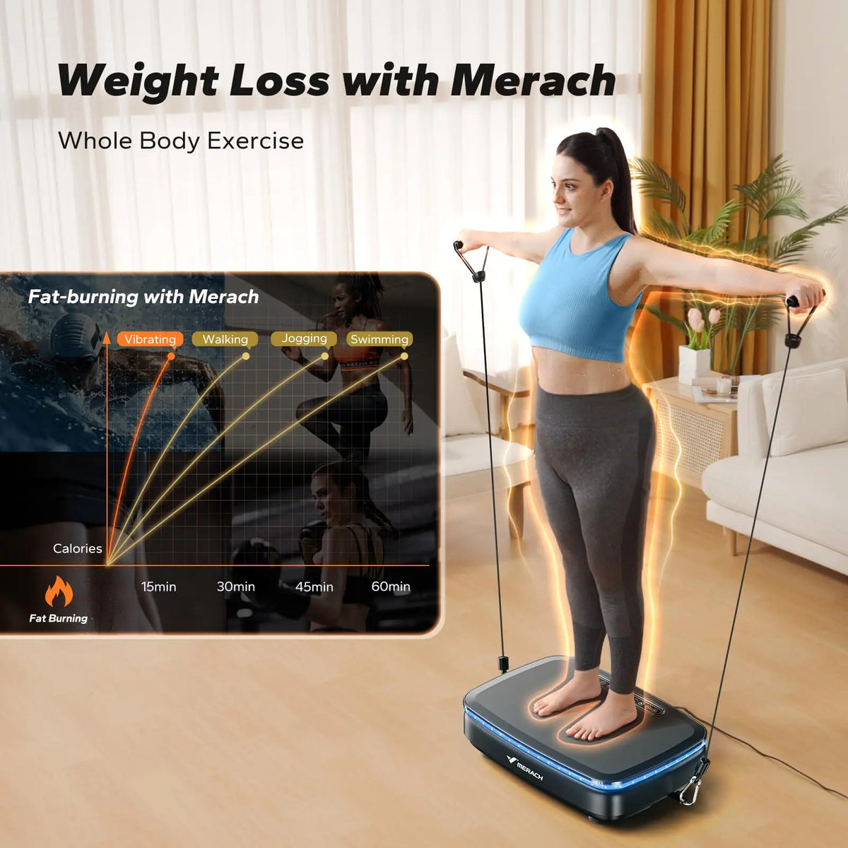 Vibration Plate Exercise Machine with Bluetooth Speaker and LED Lights, 99 Speeds