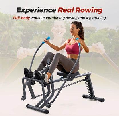 Scull-Style Rowing Machine with 360° Paddle Motion | Adjustable Band Resistance, LCD Monitor & 265 lb Capacity