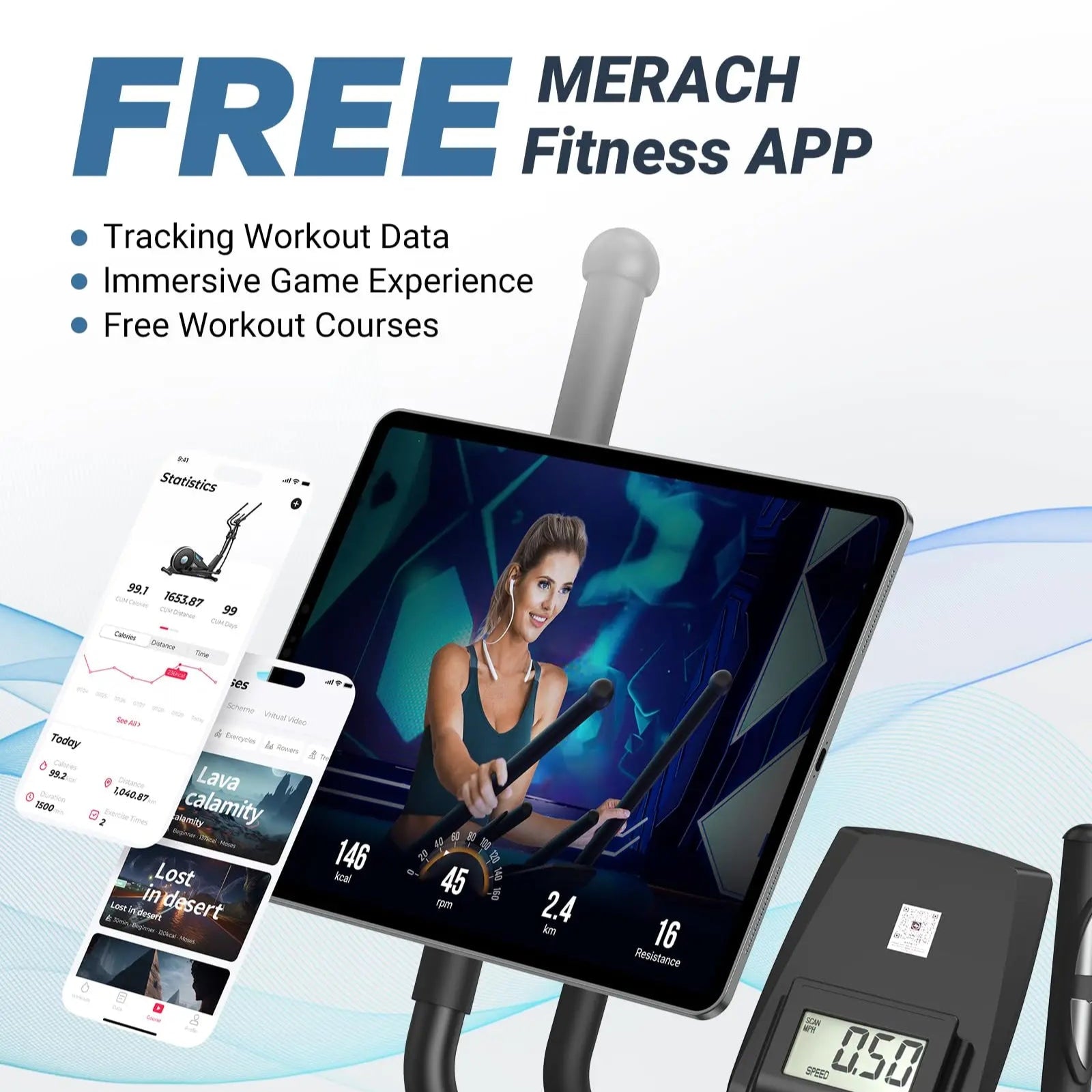 Magnetic Elliptical Machine with 16 Resistance Levels | 15.5-Inch Stride, App Connectivity, 350 lb Capacity & Quiet Rear Drive
