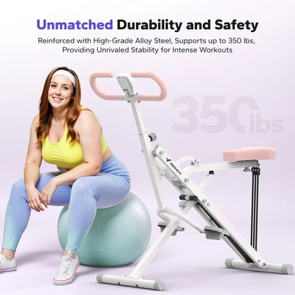 Squat Rowing Machine | 2-in-1 Foldable Full Body Trainer with Adjustable Resistance, 350 lb Support