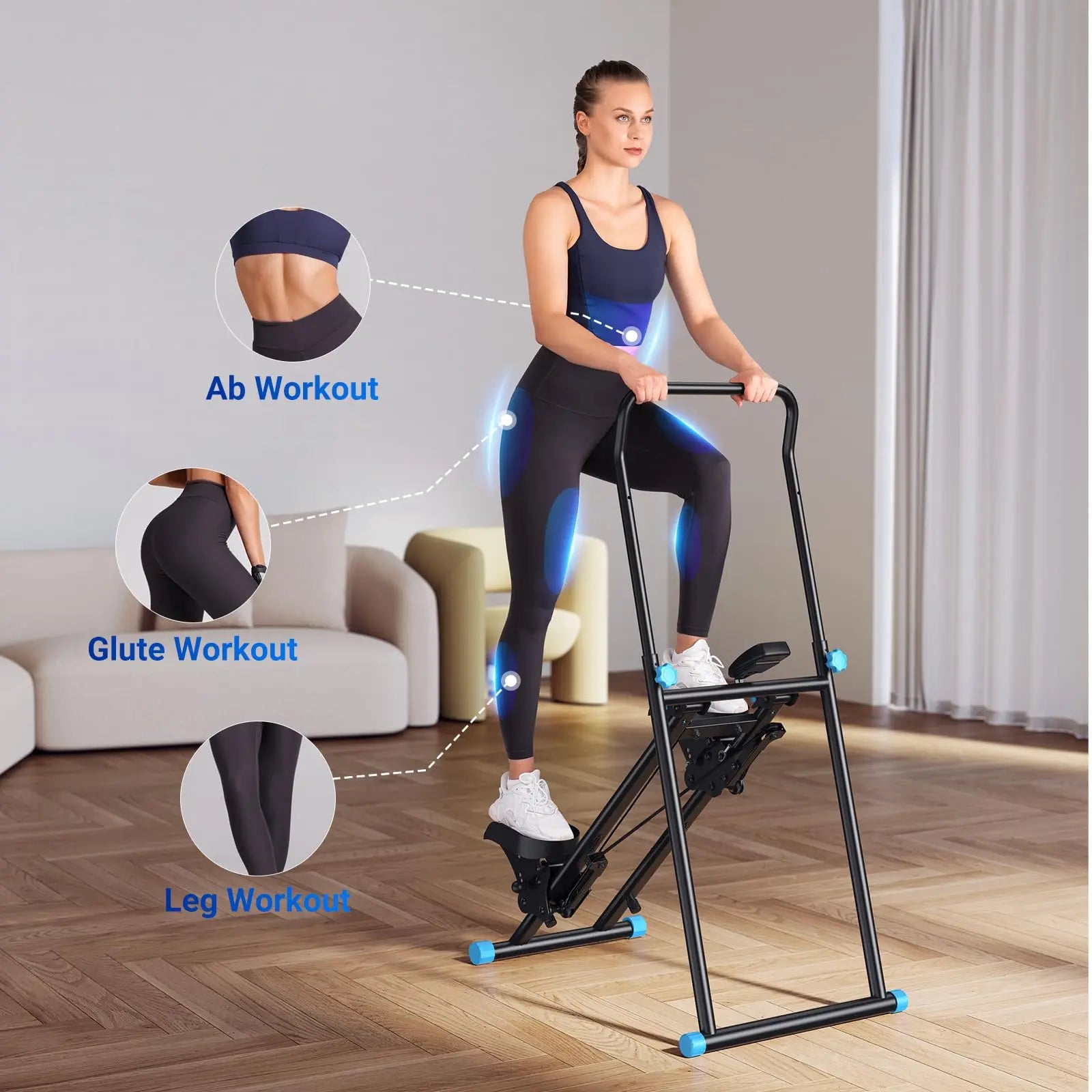 Foldable Vertical Climber Machine | Adjustable Full Body Cardio Trainer with LCD Monitor and 300 lb Capacity
