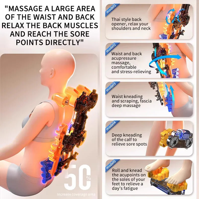 Full Body Massage Cushion with Heat | 8D Kneading Neck-to-Foot Massager with Reclining Backrest & Foot Unit