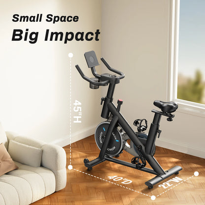 Smart Indoor Cycling Bike with 15 lb Flywheel | Quiet Belt Drive, Bluetooth App Sync, LED Monitor & 300 lb Capacity