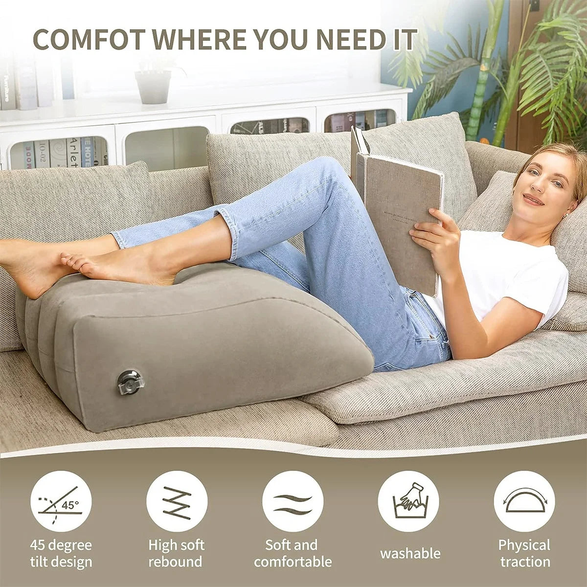 Inflatable Leg Elevation Pillow | Portable Wedge Leg Rest