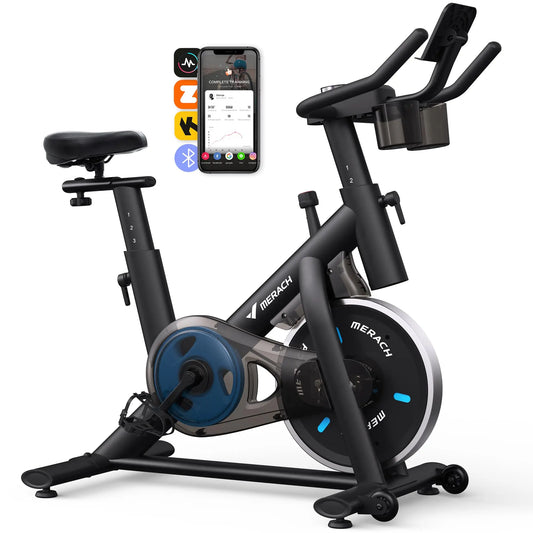 Smart Indoor Cycling Bike with 15 lb Flywheel | Quiet Belt Drive, Bluetooth App Sync, LED Monitor & 300 lb Capacity
