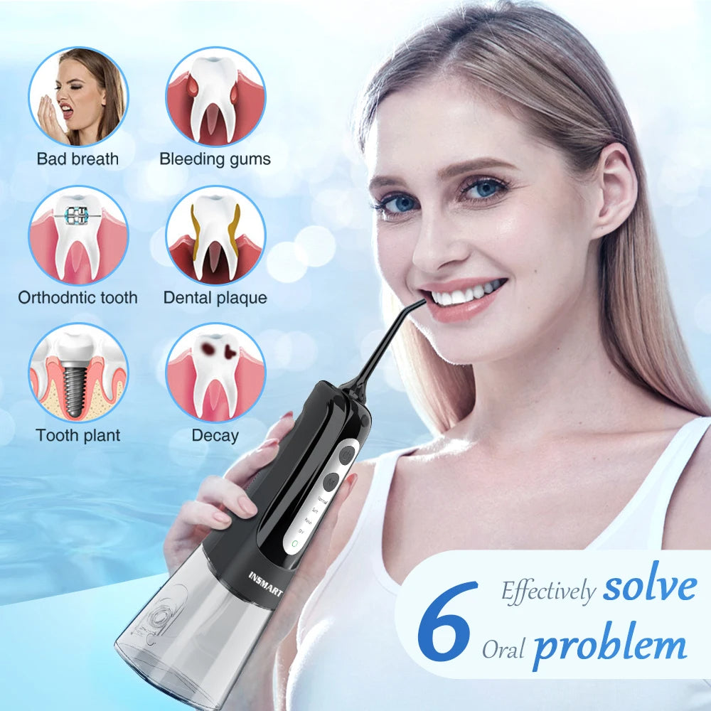 Cordless Water Flosser | Portable Oral Irrigator for Teeth & Gums | Rechargeable, IPX7 Waterproof, 4 Modes, 5 Tips | Deep Dental Cleaning Device
