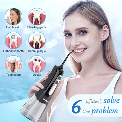 Cordless Water Flosser | Portable Oral Irrigator for Teeth & Gums | Rechargeable, IPX7 Waterproof, 4 Modes, 5 Tips | Deep Dental Cleaning Device