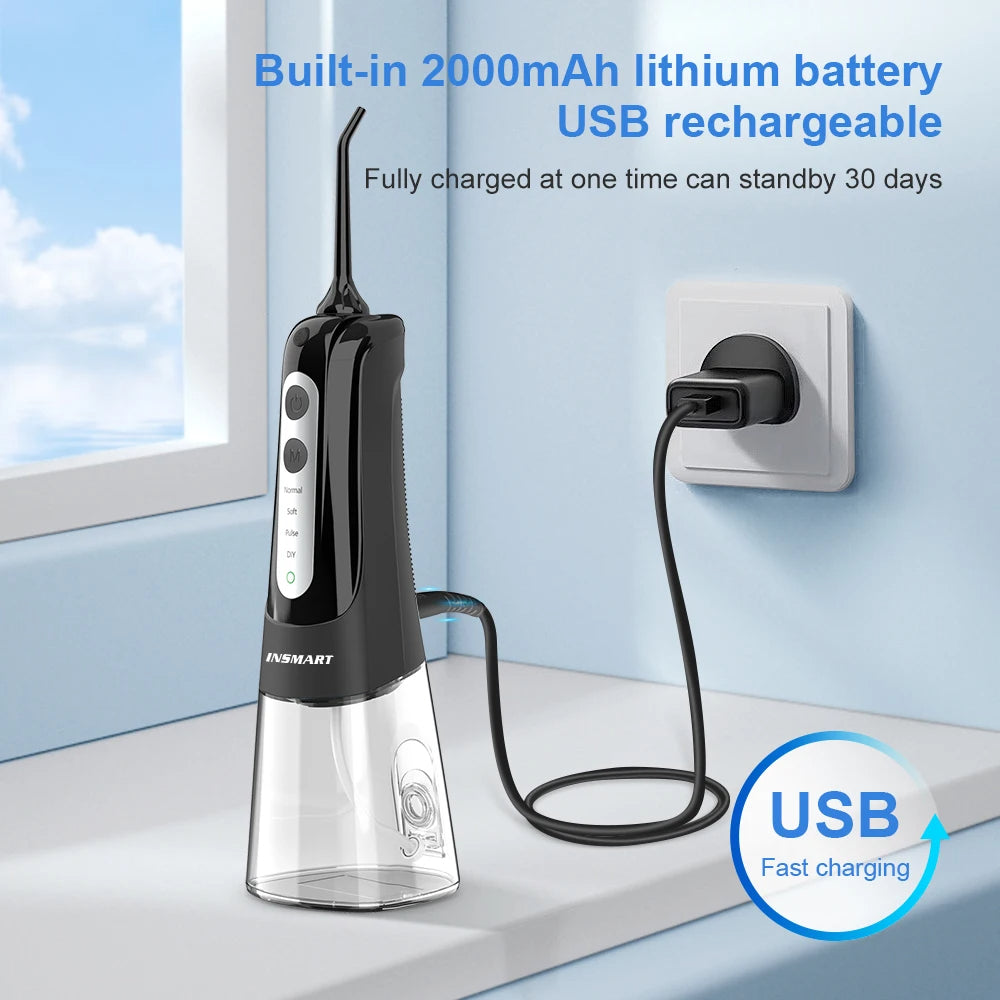 Cordless Water Flosser | Portable Oral Irrigator for Teeth & Gums | Rechargeable, IPX7 Waterproof, 4 Modes, 5 Tips | Deep Dental Cleaning Device