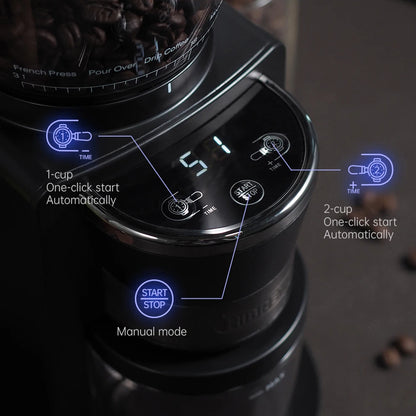 Automatic Burr Coffee Grinder | 34 Grind Settings, Flat Burr, Precision Control