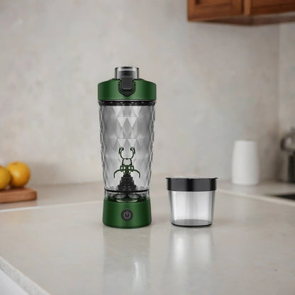 Electric Protein Shaker Bottle | 7500RPM Self-Cleaning Mixer | USB-C Rechargeable, Built-in Powder Storage, BPA-Free Smooth Drink Blender Green