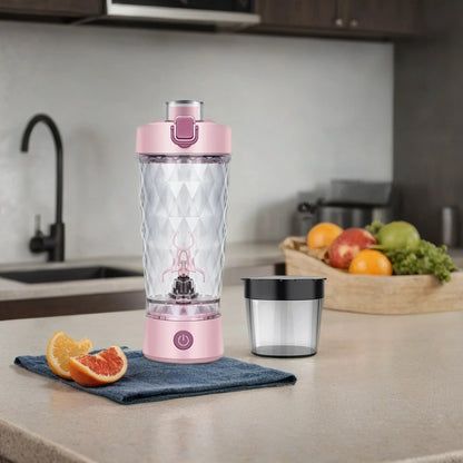 Electric Protein Shaker Bottle | 7500RPM Self-Cleaning Mixer | USB-C Rechargeable, Built-in Powder Storage, BPA-Free Smooth Drink Blender Pink