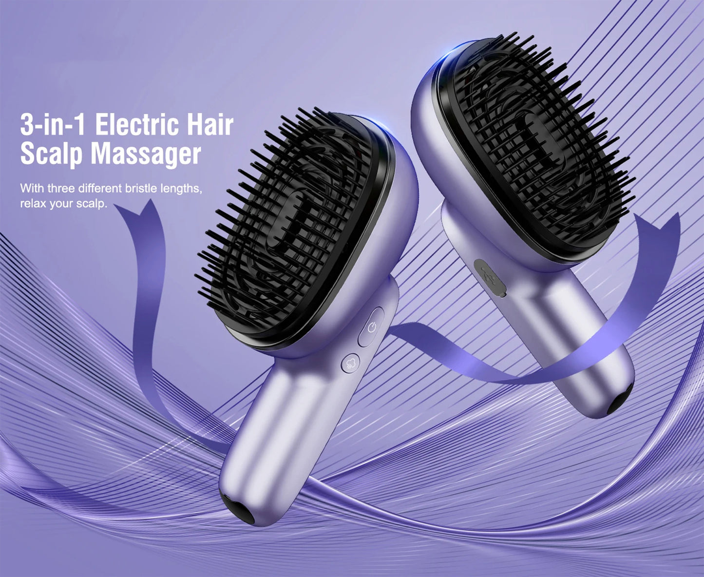 Electric Scalp Massager Brush with Essential Oil Atomizer | 2 Vibration Modes, 4 Oil Cartridges, USB Rechargeable & Washable Head