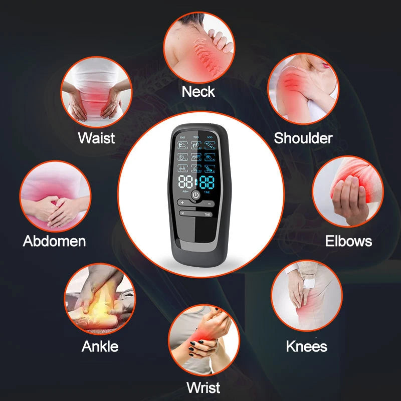 Rechargeable TENS & EMS Muscle Stimulator – 6 Modes, 19 Intensity Levels & 4 Reusable Electrode Pads