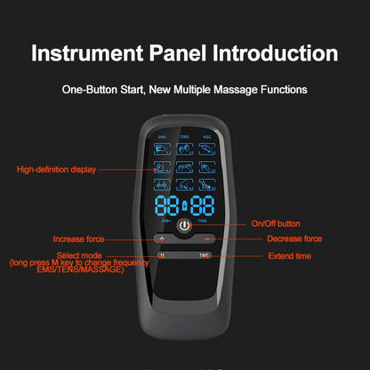 Rechargeable TENS & EMS Muscle Stimulator – 6 Modes, 19 Intensity Levels & 4 Reusable Electrode Pads