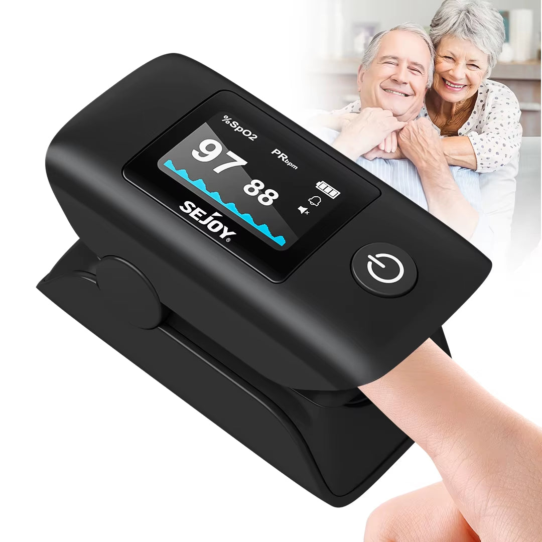 Fingertip Pulse Oximeter, Blood Oxygen and Pulse Rate, Rotating OLED Display