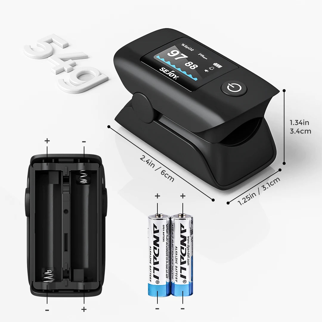 Fingertip Pulse Oximeter, Blood Oxygen and Pulse Rate, Rotating OLED Display