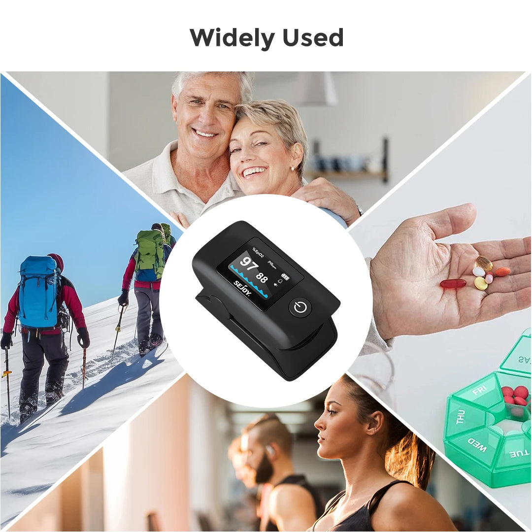 Fingertip Pulse Oximeter, Blood Oxygen and Pulse Rate, Rotating OLED Display