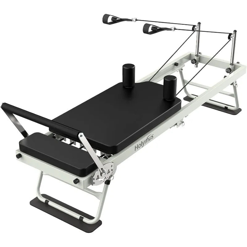 Foldable Pilates Reformer for Home | Dual Resistance (Springs + Cords), 400 LB Capacity, Compact 8 sq ft Design, Full Pilates Kit Included