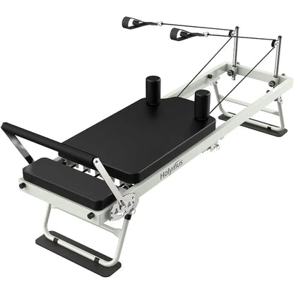Foldable Pilates Reformer for Home | Dual Resistance (Springs + Cords), 400 LB Capacity, Compact 8 sq ft Design, Full Pilates Kit Included