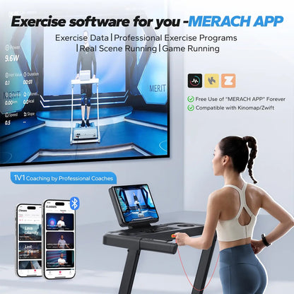 Foldable Treadmill with 6% Incline | 0.8–7.5 MPH, 265 lb Capacity, Heart Rate Monitor, App Sync & Shock-Absorbing Deck