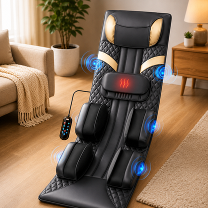 Full Body Massage Mat with Heat and Air Compression | Neck, Back & Lumbar Traction Massager with Vibration and Remote Blue