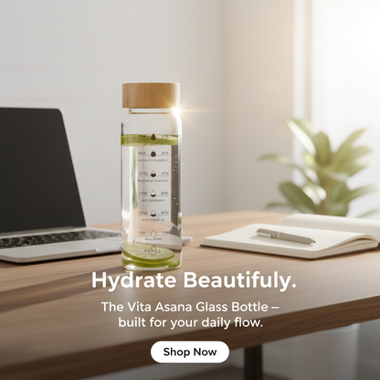 Glass Water Bottle with Time Markings | Borosilicate, Leakproof Bamboo Lid | Eco-Friendly, BPA-Free, Reusable Hydration Bottle 24oz / 32oz