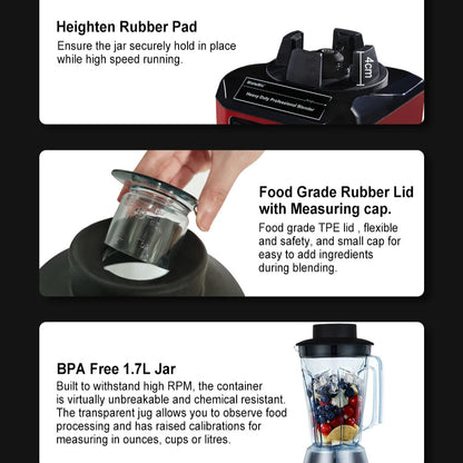 Countertop Blender 2200W | 2L Jar, 6-Blade System, Timer, Quiet Design