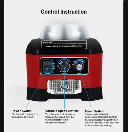 Countertop Blender 2200W | 2L Jar, 6-Blade System, Timer, Quiet Design