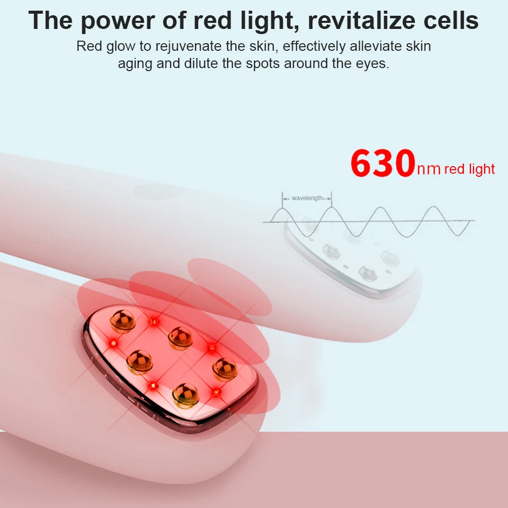 RF EMS Eye Massager Pen with Red Light and Heat | 3 Modes, 8,000 Vibrations/Min, USB Rechargeable & 3-Minute Timer