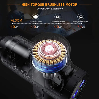 Deep Tissue Massage Gun | 30 Speeds, 6 Heads, Quiet Motor