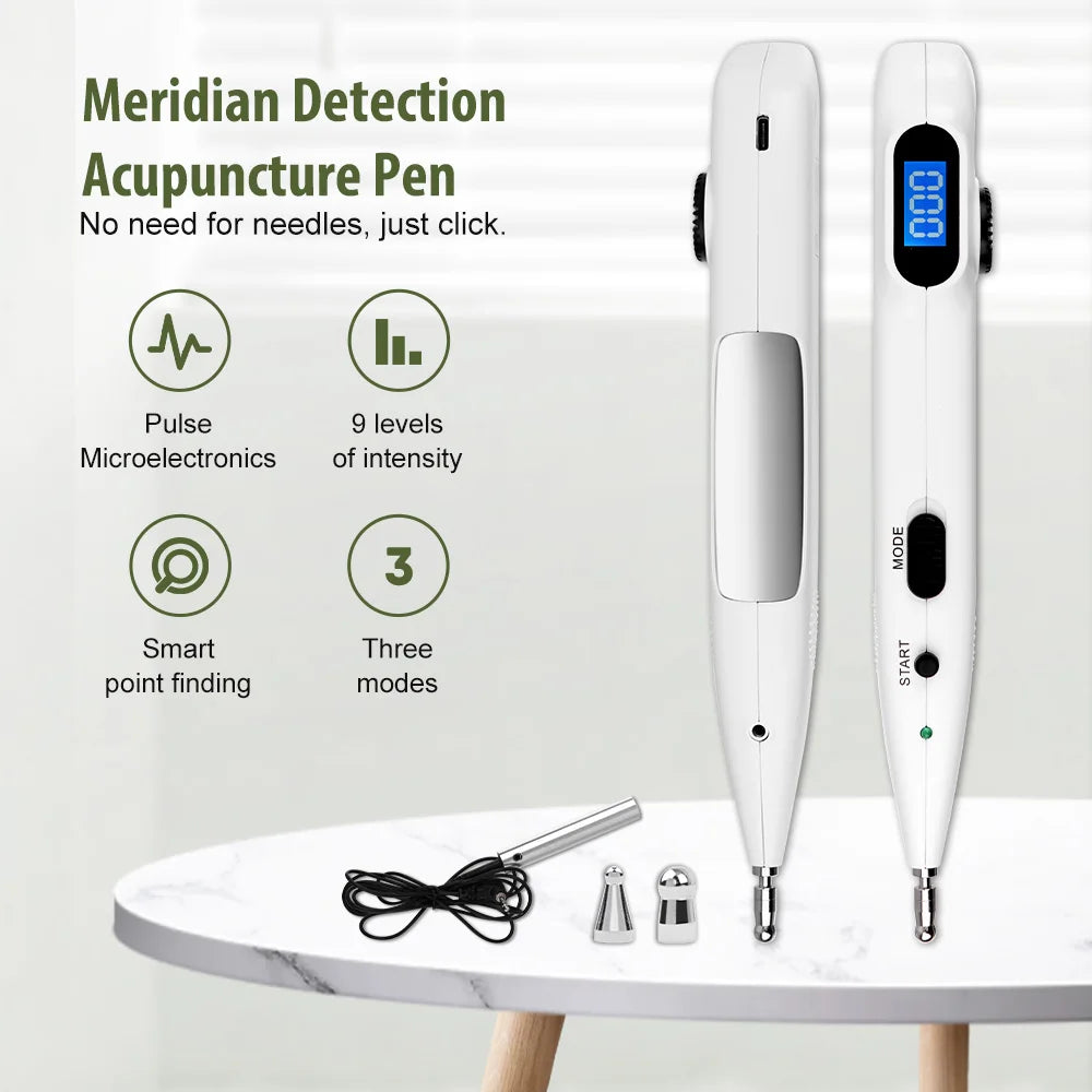 Electronic Acupuncture Pen with Auto Acupoint Detection | Needle-Free Pulse Stimulation, 9 Intensity Levels, 2 Probes & USB Rechargeable