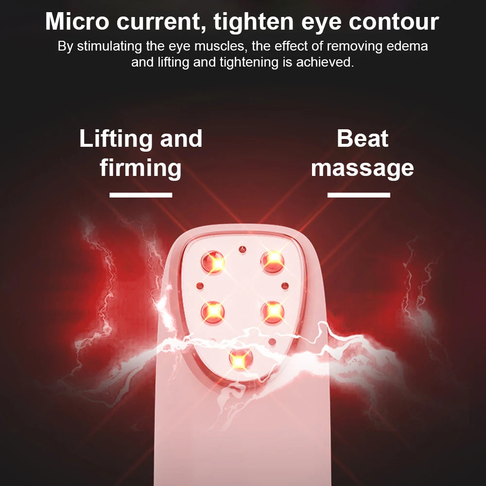 RF EMS Eye Massager Pen with Red Light and Heat | 3 Modes, 8,000 Vibrations/Min, USB Rechargeable & 3-Minute Timer