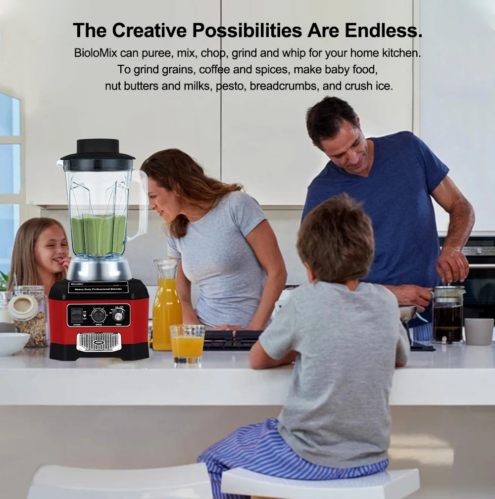 Countertop Blender 2200W | 2L Jar, 6-Blade System, Timer, Quiet Design