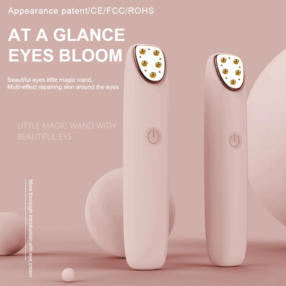 RF EMS Eye Massager Pen with Red Light and Heat | 3 Modes, 8,000 Vibrations/Min, USB Rechargeable & 3-Minute Timer