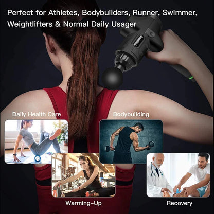 Deep Tissue Massage Gun | 30 Speeds, 6 Heads, Quiet Motor